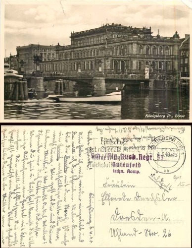 Koenigsberg Exchange Field Post Sch./Flg. Yield Regt. 53 Gutenfeld techn. Comp. 4.6.1940