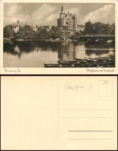 Königsberg ostpreussen Schlossteich mit Stadthalle * ca. 1930
