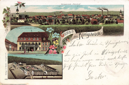 01936 Königsbrück Hotel Schwarzer Adler Litho o 1902