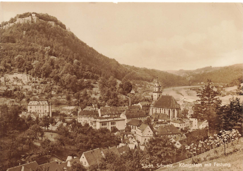 01824 Koenigstein with fortress Saxon Switzerland * around 1950