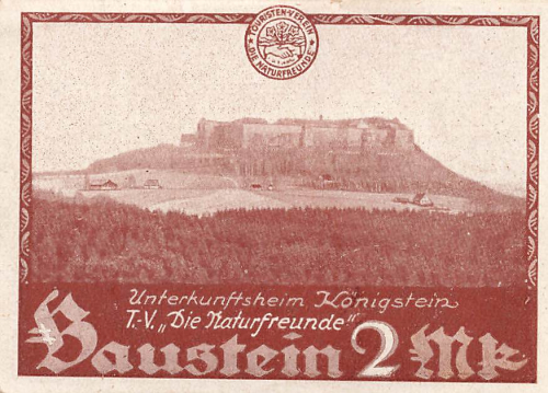 01824 Königstein, Accommodation House, Saxon Switzerland, Building Block of the Nature Friends, Donation Receipt circa 19200