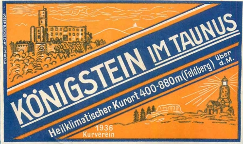 61462 Koenigstein Taunus suitcase sticker 1936