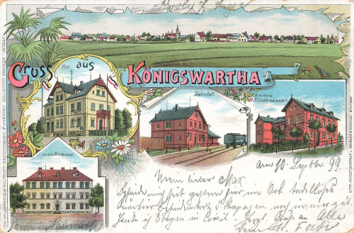 02699 Königswartha Litho Blindenanstalt Post Bahnhof o 11.9.1899