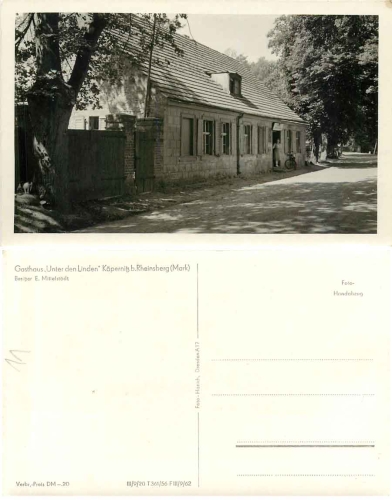 16831 Koepernitz Rheinsberg Gasthaus "unter den Linden" o 1956 Hanich0011