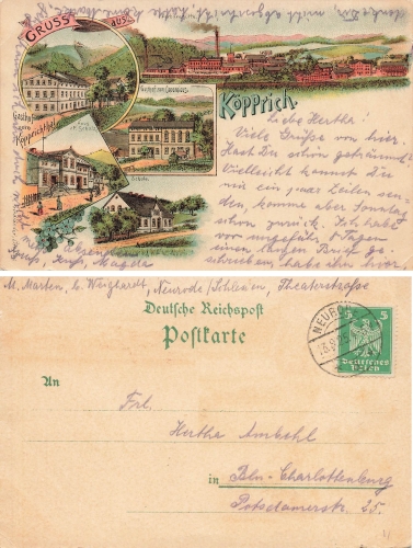 Koepprich Schlesien Litho Gasthof Koepprichthal Przygorze o 1925