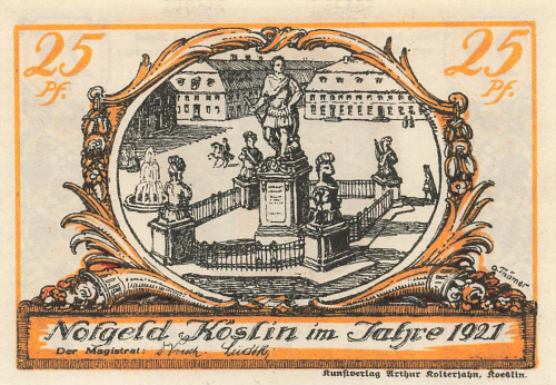 Koeslin Pomerania emergency banknote Koszalin 1921