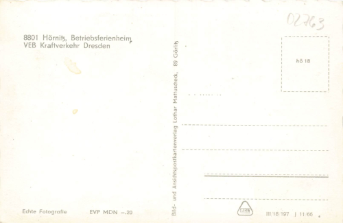 02763 Koitsche Hoernitz Company holiday home VEB Kraftverkehr Dresden * 1966