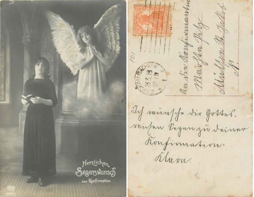 Kofirmation Schutzengel mit Mädchen o 23.3.1918