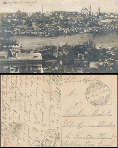Turkiye Field Post Stamp 2.3.1918 on Constantinople AK Military Mission Türkiye Navy Post Berou Berlin C.2