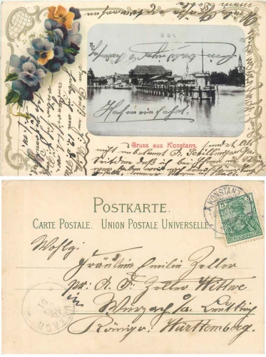 Constance flower card pansy o 14.09.1901