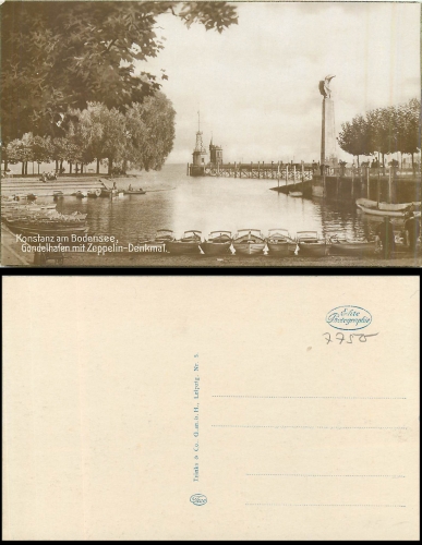 Constance gondola harbor with Zeppelin monument * approx. 1920