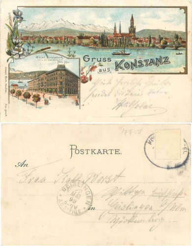 Konstanz Hotel Schönebeck Litho o 22.5.1899