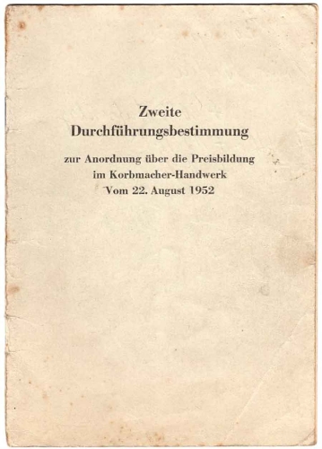 Basket maker handicraft Order on pricing 1952