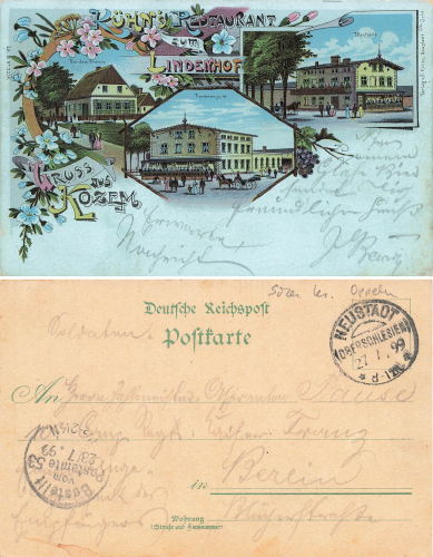 Kozem Schlesien Restaurant Lindenhof Litho Chocim o 1899