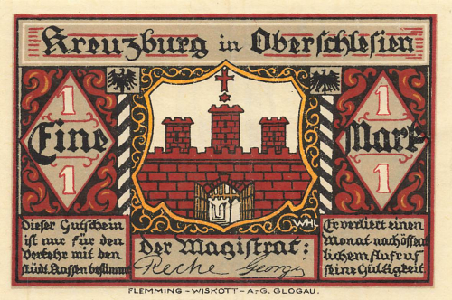 Kreuzburg Upper Silesia emergency banknote Kluczbork 1921