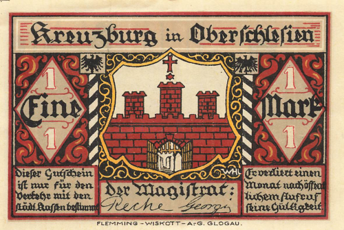 Kreuzburg Upper Silesia emergency banknote Kluczbork 1921
