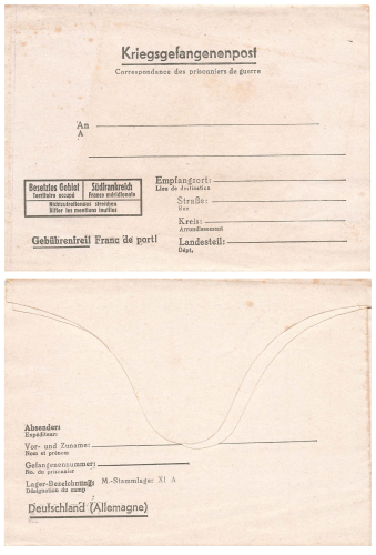 Kriegsgefangenenpost Antwort-Brief für Südfrankreich um 1940