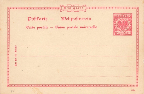 Krone Adler 10 Pfennig Reichspost Ganzsache Weltpostverein 1900