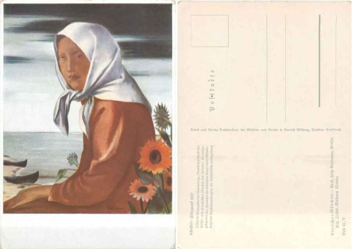 Artist relief organization 1937 "Curonian girl" artist card Fritz Burmann ​​​​​​​ Fig. 25/V