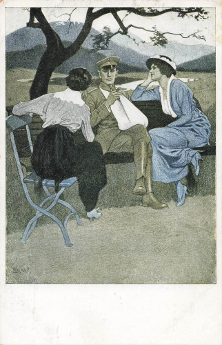 At Home No. 33 Artist postcard Brynolf Wennerberg B.W. Field postmark 12th Company I.R.92 20th Infantry Division 1916