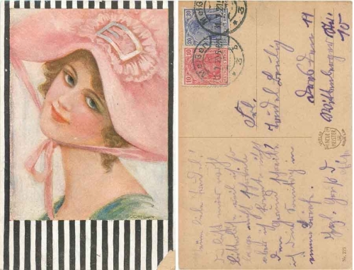 Lady with a hat artist card CE Godella 273 o 31.7.1920