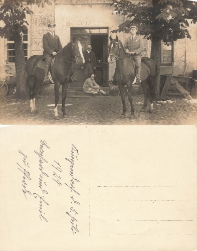 Kunzendorf Kreis Glogau Schlesien Bernhard und Emil zu Pferde Sieroszowice 1927