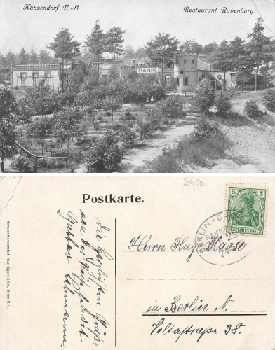 Kunzendorf Niederlausitz Schlesien Restaurant Rabenberg Kunice Zarskie o 1910