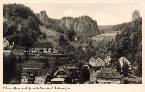 01824 Ober Rathen with Gansfelsen and Talwaechter, Saxon Switzerland * 1957