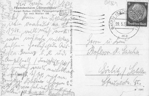 01824 Rathen Pension "Strandblick" Saxon Switzerland o 1939