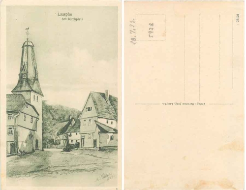 Laasphe Am Kirchplatz Künstler M.Fedder * ca. 1922