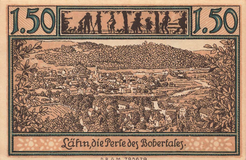 Lähn im Riesengebirge Schlesien Notgeldschein Wleń um 1920