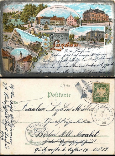 Landau Pfalz Farblitho o 30.9.1899