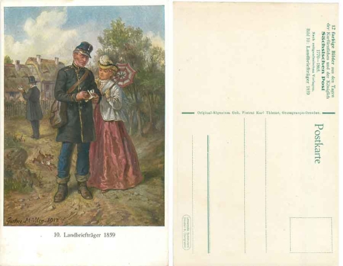 Country postman of the Saxon Post 1859 artist card Gustav Muller 1913
