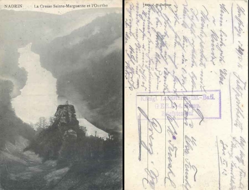 royal Landsturm Inf. Batl. Gera -4. Comp. Feldpost 1916 on postcard Nardin