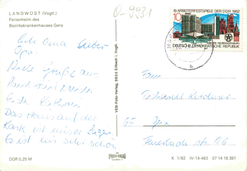 Landwüst Vogtland Ferienheim des Bezirkskrankenhaus Gera o 1982