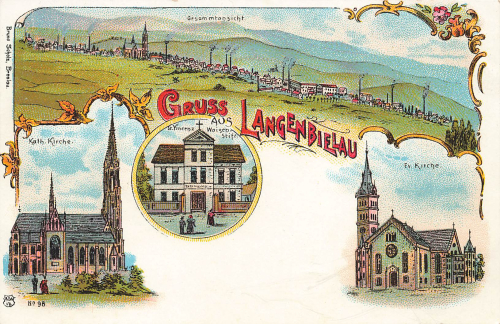 Langenbielau Schlesien Bielawa Litho  * um 1890