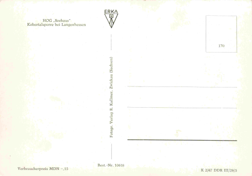08412 Langenhessen HO-Gaststätte Seehaus Kobertalsperre * 1967