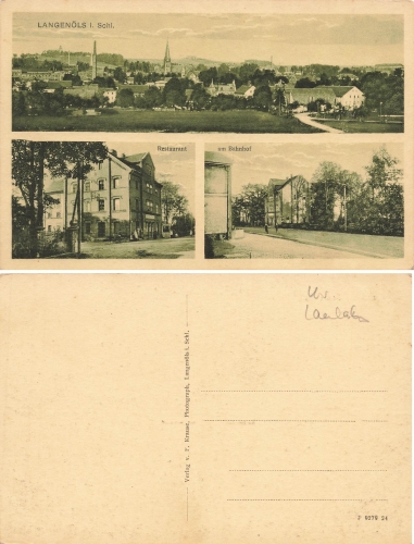 Langenoels Schlesien am Bahnhof Restaurant Olszyna * um 1910
