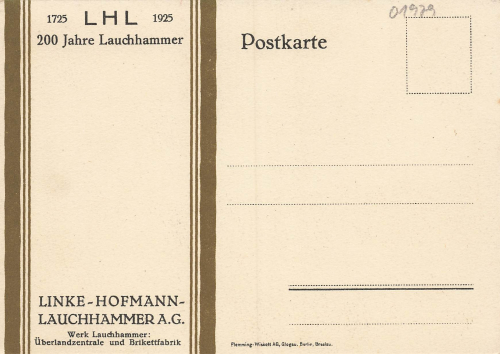 01979 Lauchhammer Linke-Hofmann A.G. 200 Jahre 1925 Künstlerkarte