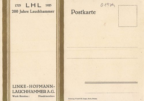 01979 Lauchhammer Linke-Hofmann A.G. 200 Jahre 1925 Künstlerkarte
