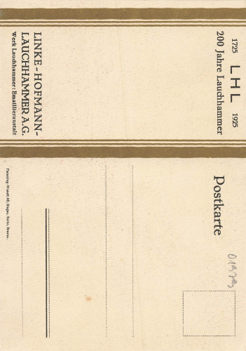 01979 Lauchhammer Linke-Hofmann A.G. 200 Jahre 1925 Künstlerkarte
