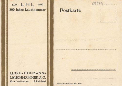 01979 Lauchhammer Linke-Hofmann A.G. 200 Jahre 1925 Künstlerkarte