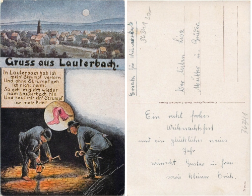 Lauterbach Strumpfkarte Gustav Mandt-Verlag  gebr. ca.1930