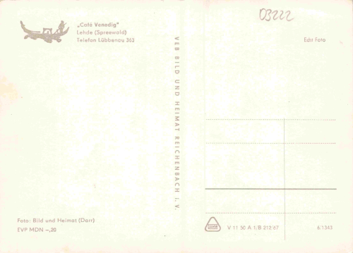 03222 Lehde Spreewald Cafe Venedig Innenansicht * 1967