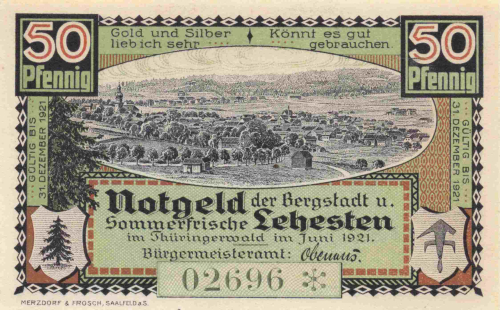 07349 Lehesten Thüringen Notgeldschein 1921