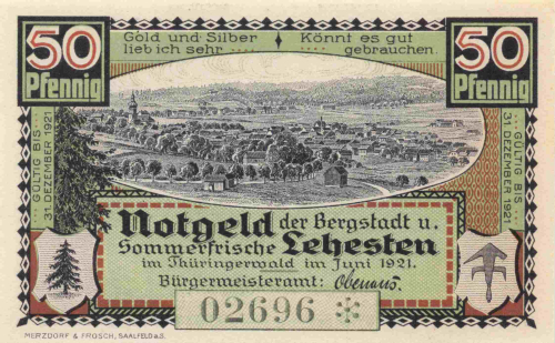 07349 Lehesten Thüringen Notgeldschein 1921