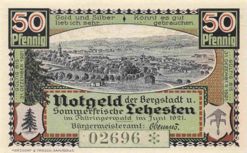 07349 Lehesten Thüringen Notgeldschein 1921