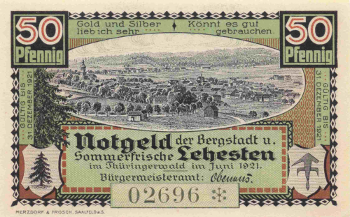 07349 Lehesten Thüringen Notgeldschein 1921