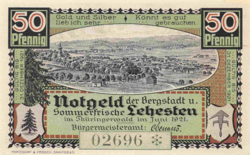07349 Lehesten Thüringen Notgeldschein 1921