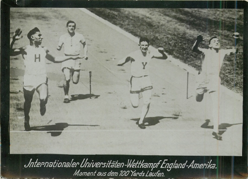 Leichtathletik 100 Yards Lauf Universitäten-Wettkampf England - Amerika Echtfoto um1920